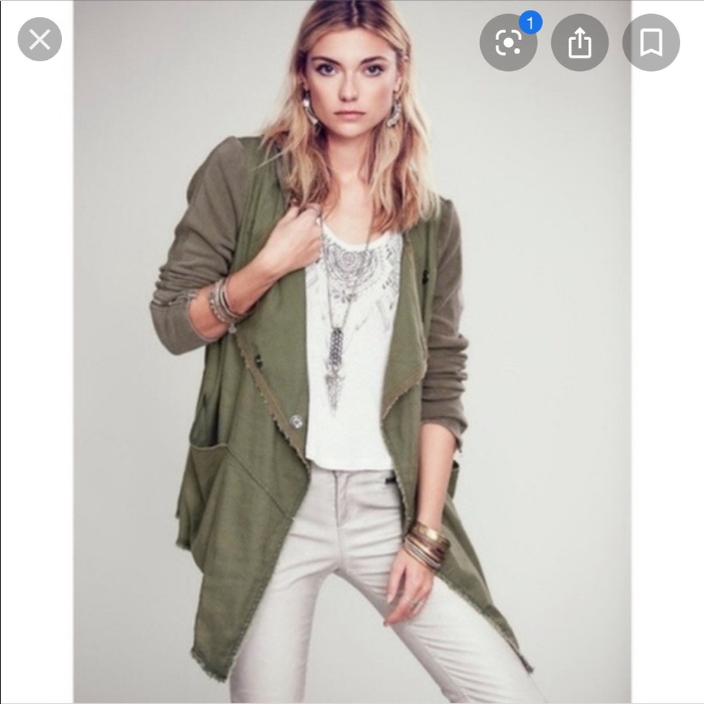 Free People Military Green Drippy Jacket